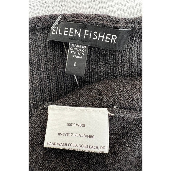 Eileen Fisher Sweater Dress Women Large Charcoal Gray Excellent 100% Wool Ribbed - Picture 6 of 7
